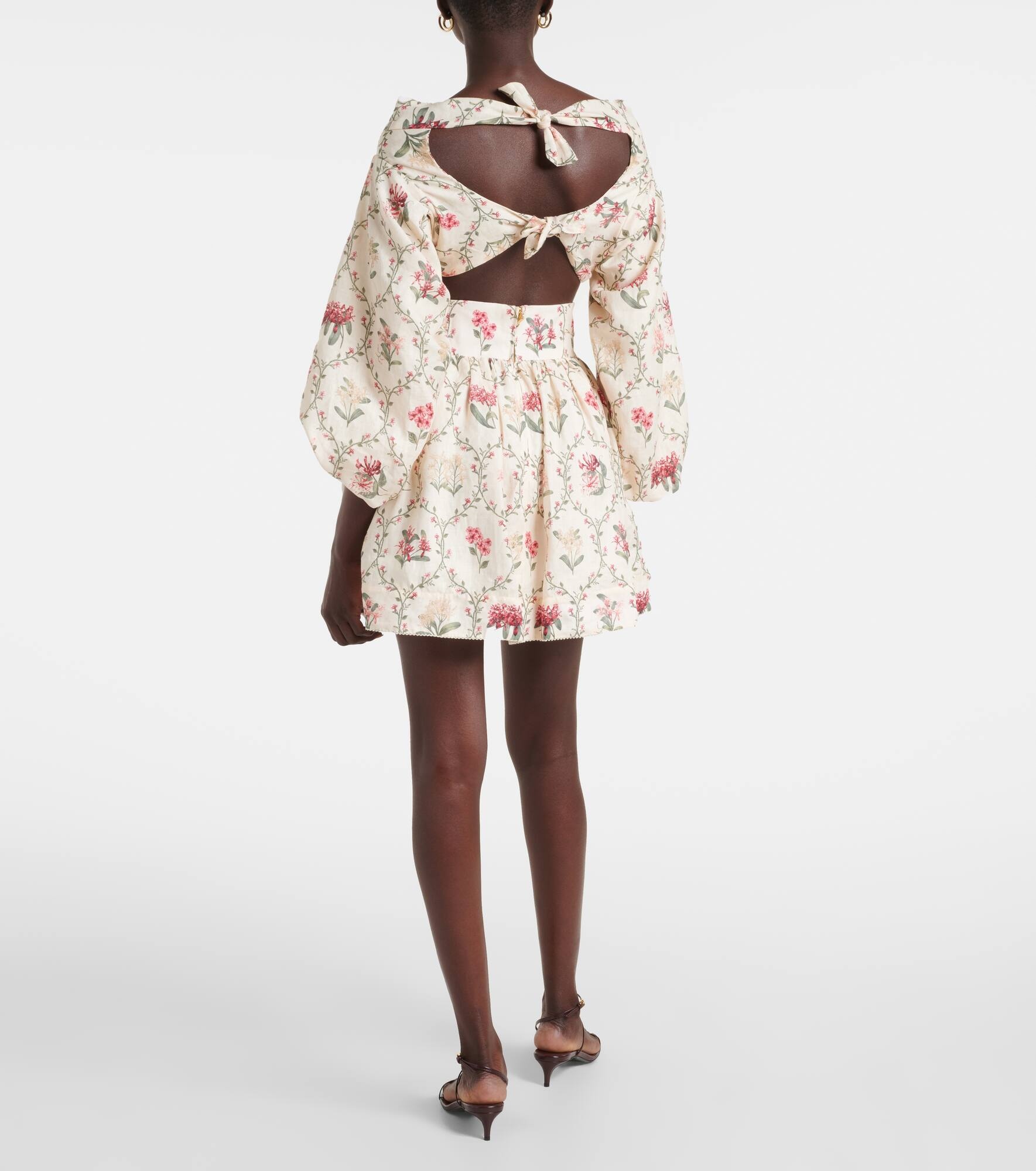 Floral linen miniskirt - 3