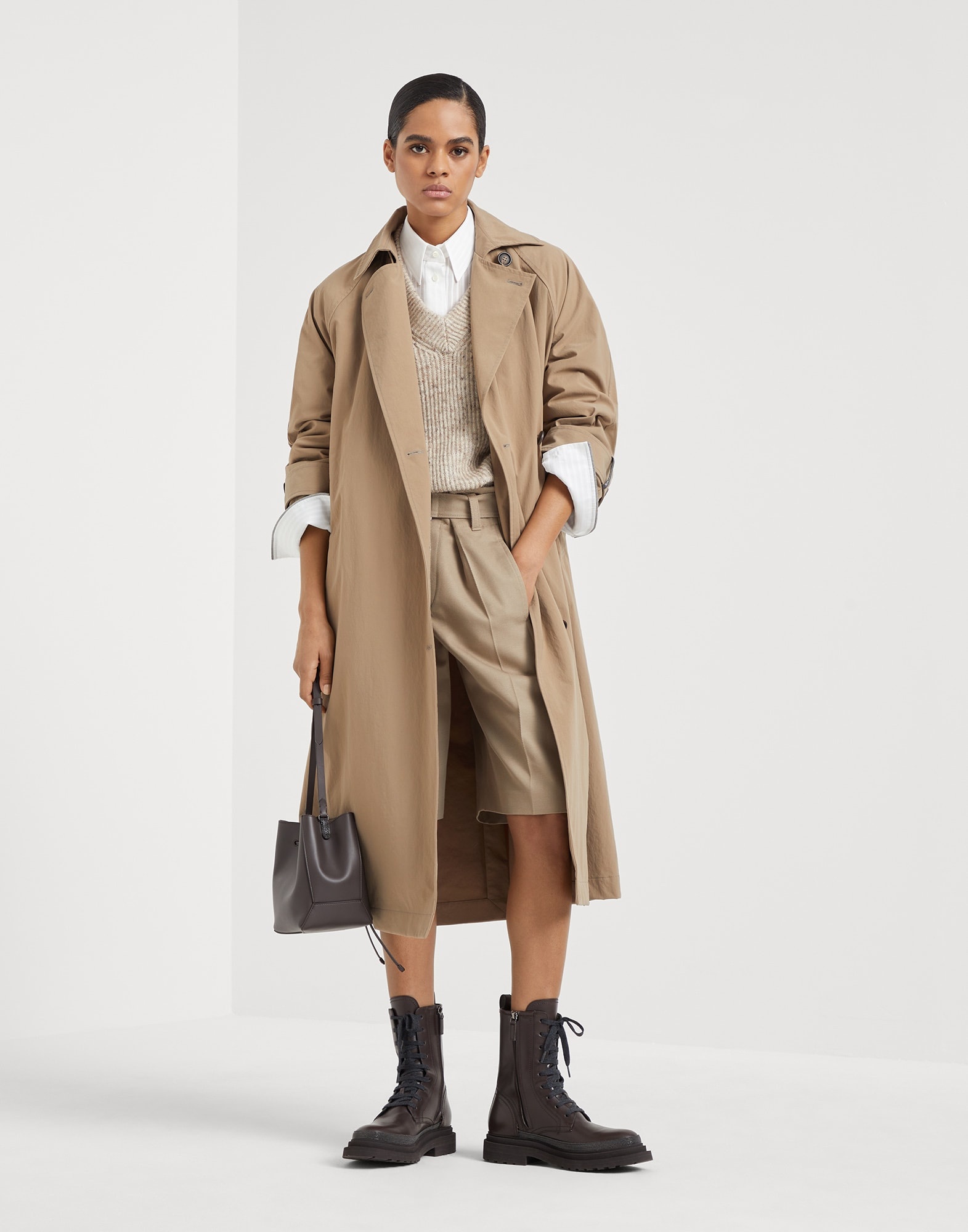 Techno canvas trench with shiny cuff details - 5