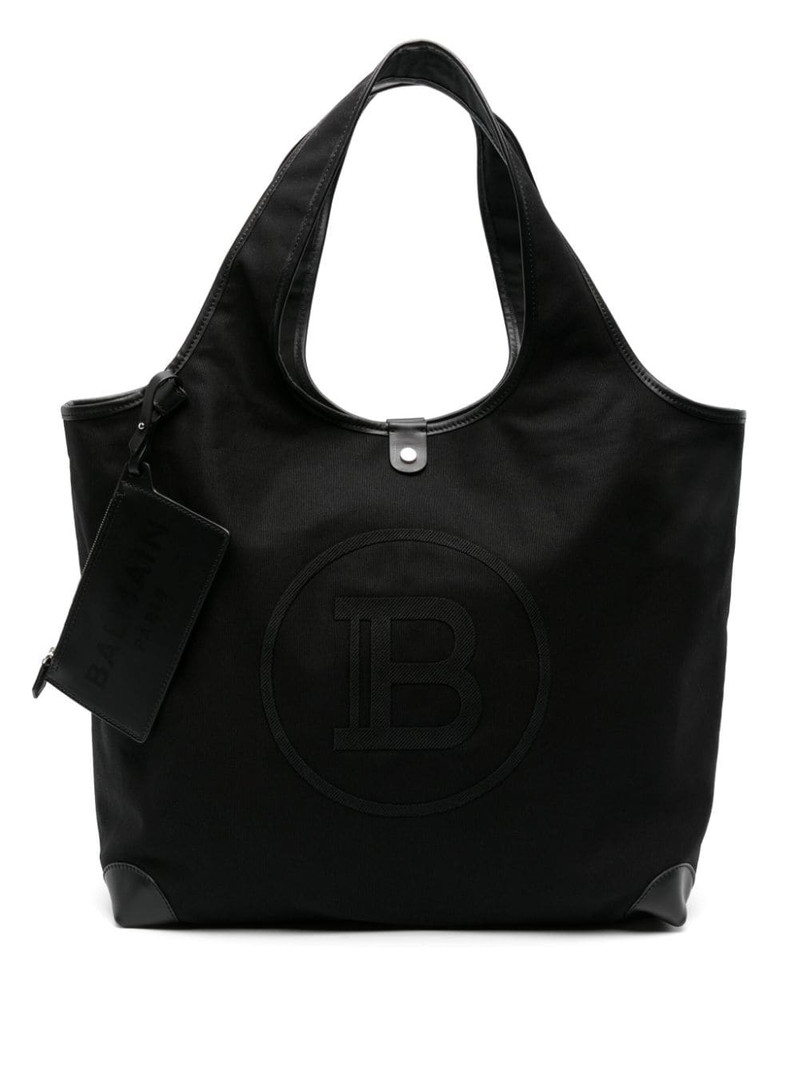 logo-embroidered cotton tote bag 1