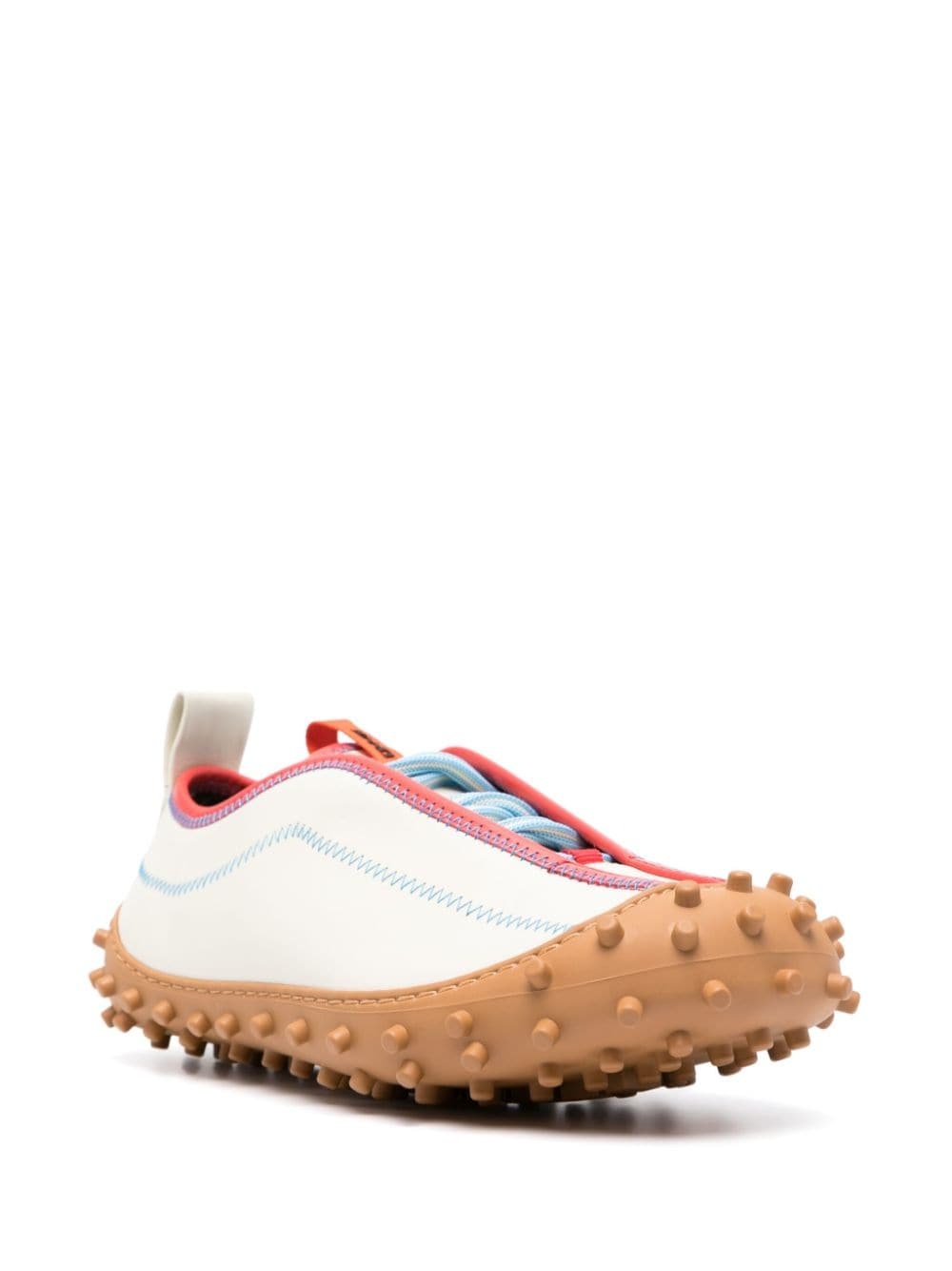 decorative-stitching round-toe sneakers - 2