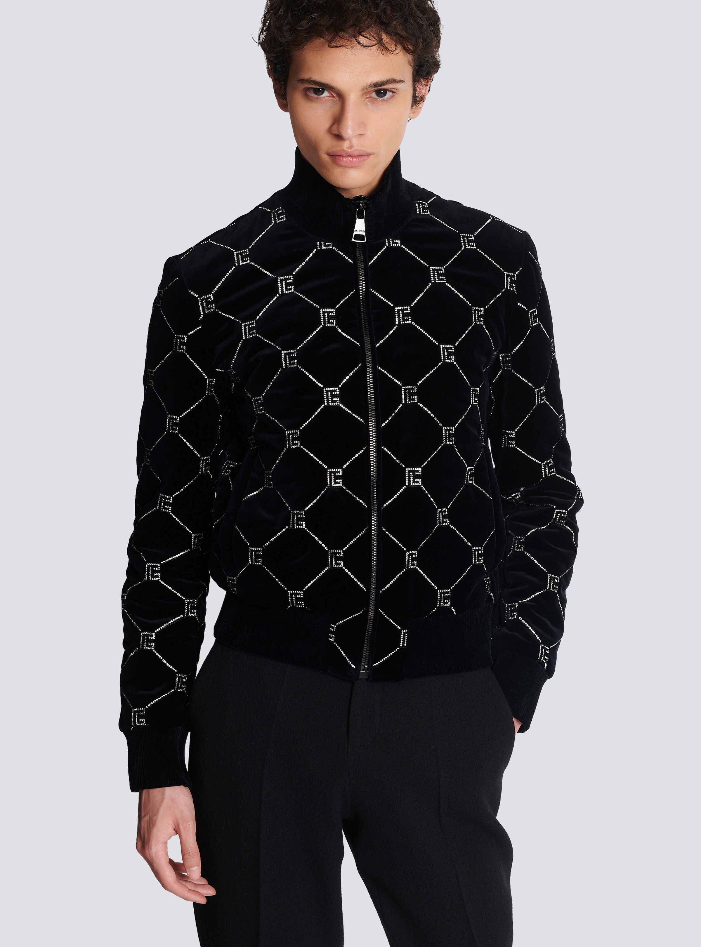 Quilted rhinestone bomber jacket - 6
