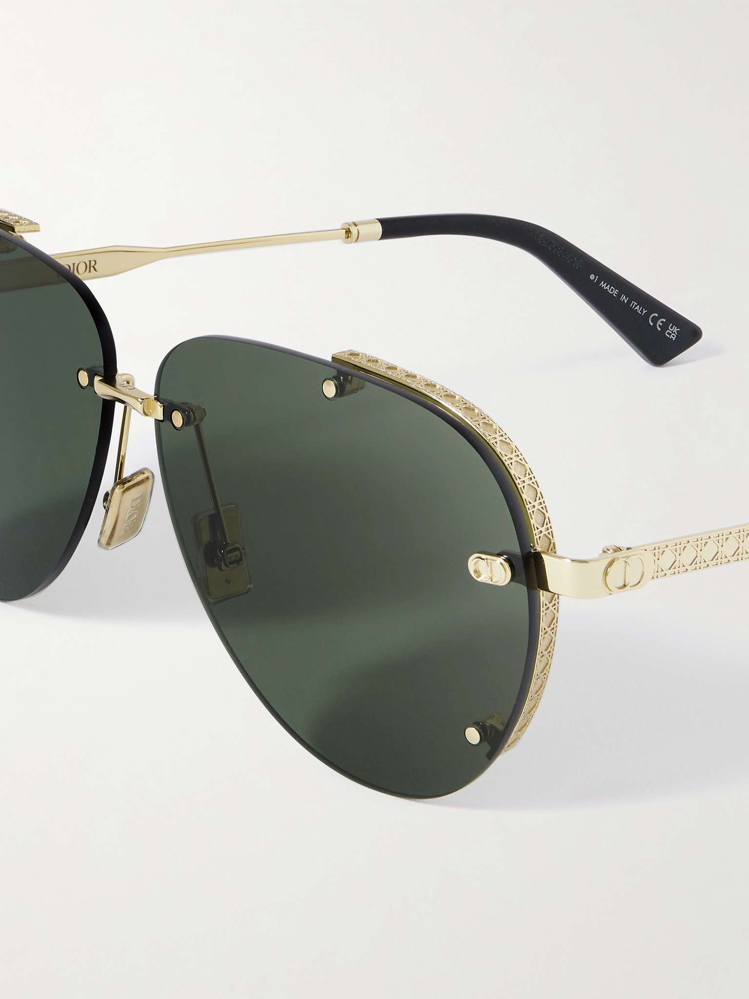 NeoDior A1U Aviator-Style Guilloché Gold-Tone Sunglasses - 3