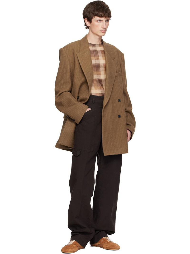 Dries Van Noten Tan Pinstripe Blazer outlook