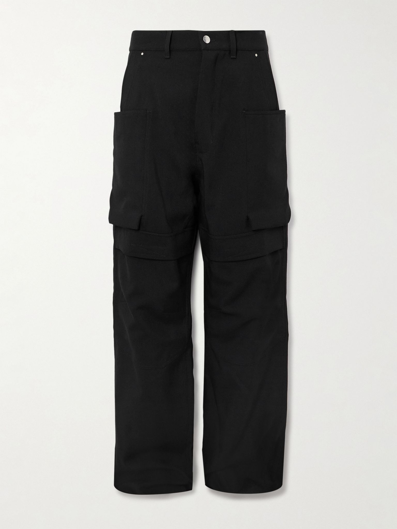 Stefan Wide-Leg Grain De Poudre Wool Trousers Black - 1