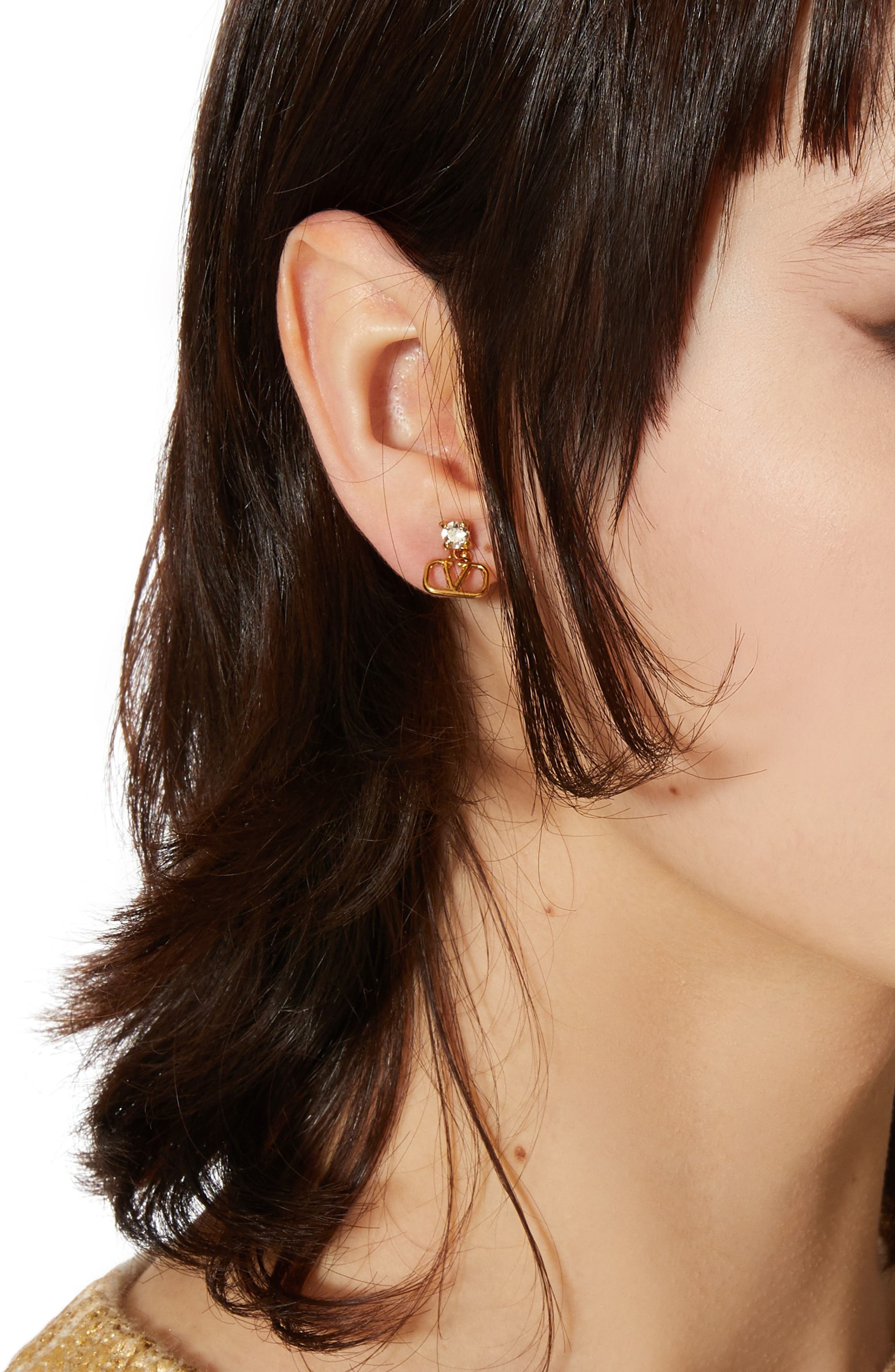 Valentino Garavani Valentino VLOGO Pendant Stud Earrings in Gold Silver at Nordstrom - 3