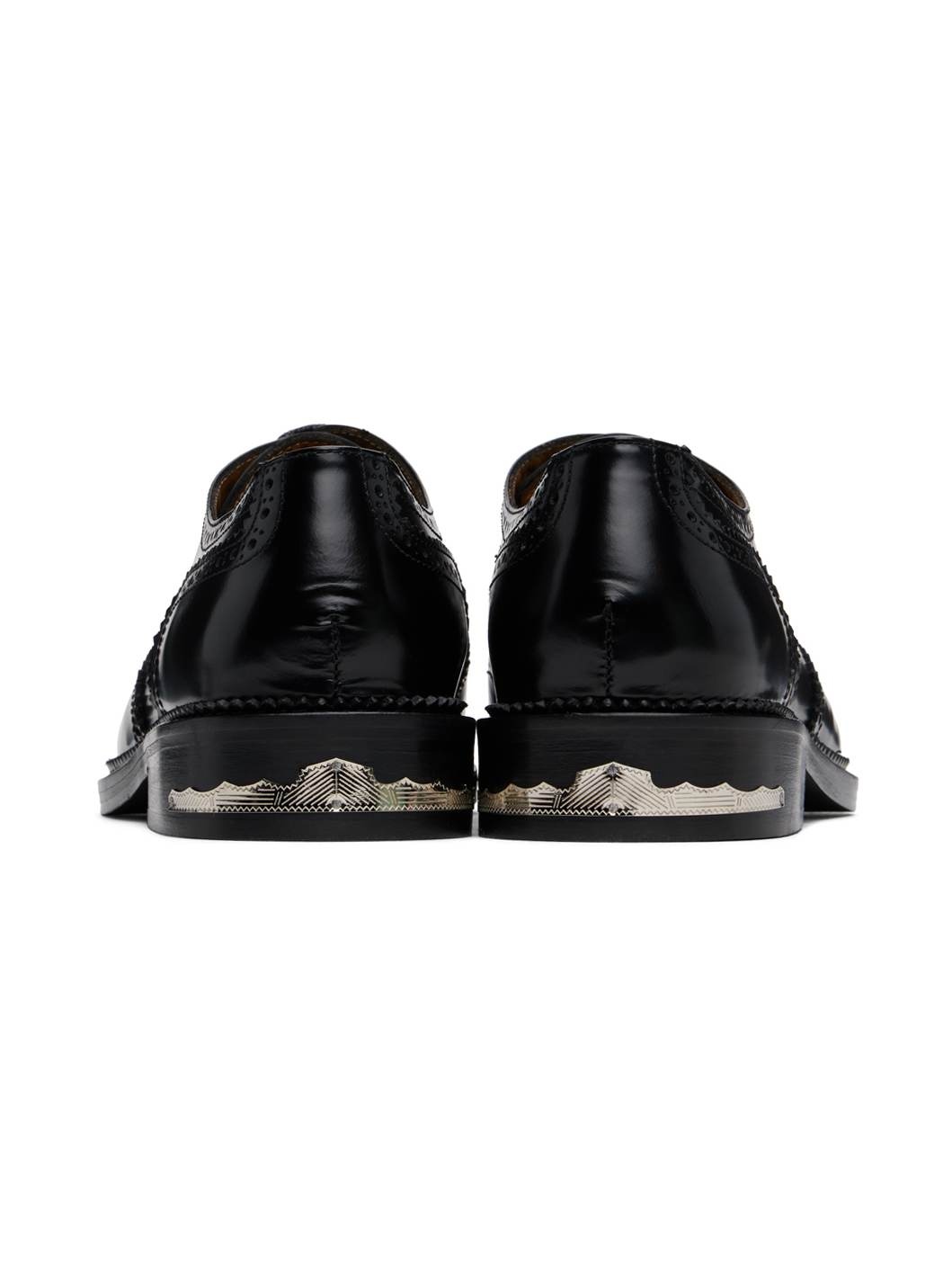 Black Polished Leather Derbys - 2