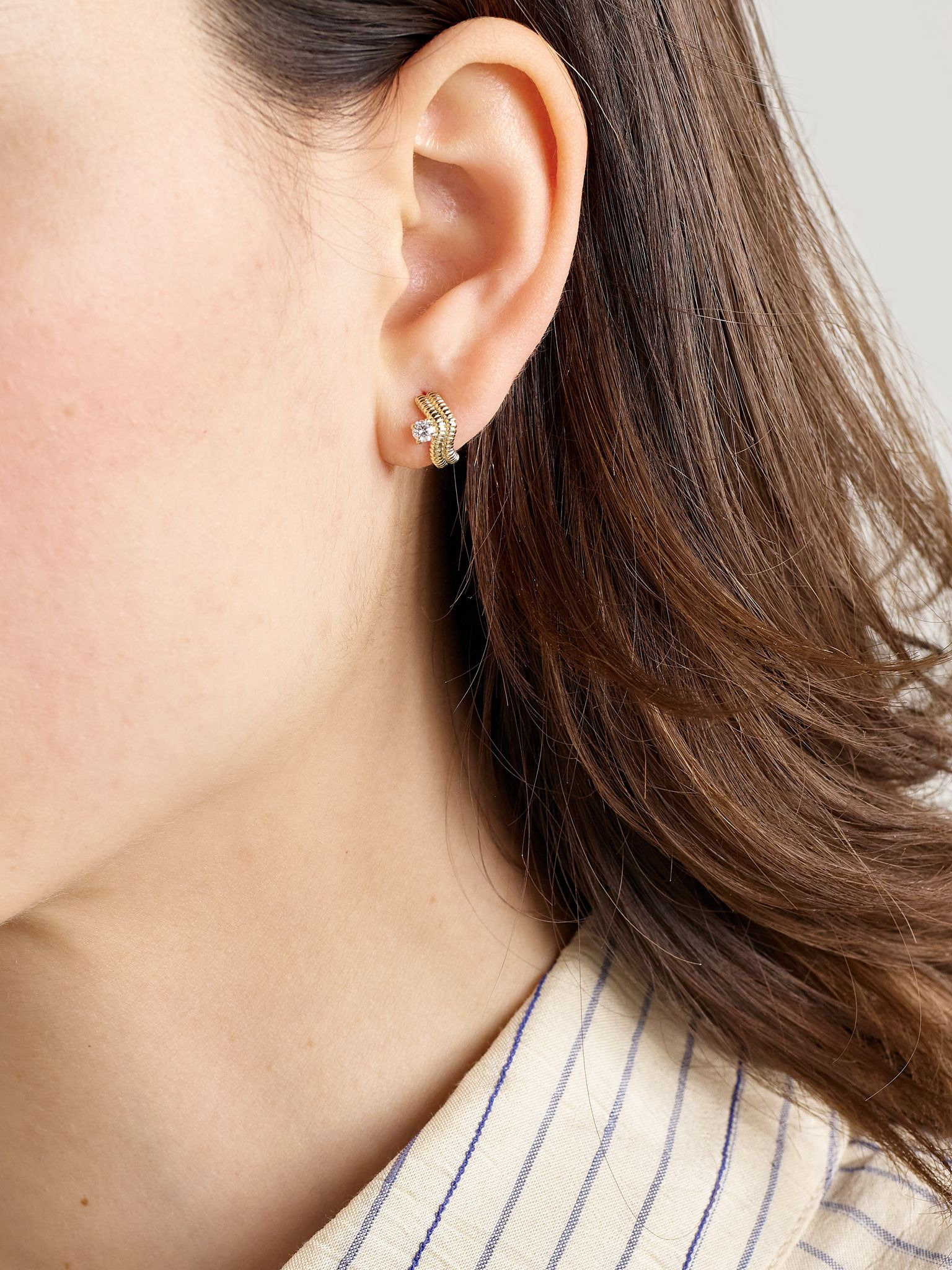 Freddie 14-karat gold diamond hoop earrings Gold - 2