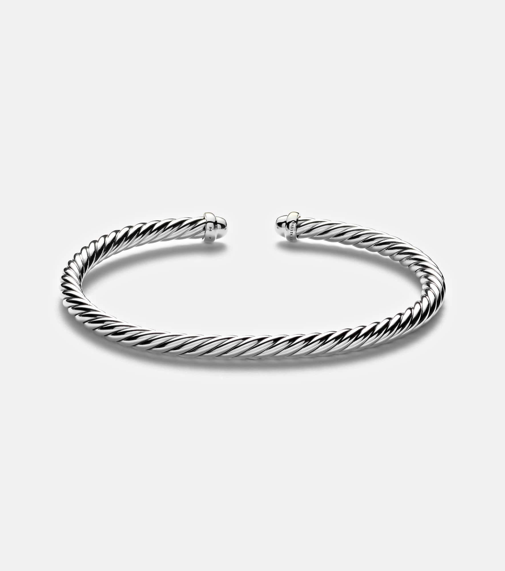 Cable Flex sterling silver and 14kt gold cuff bracelet - 4