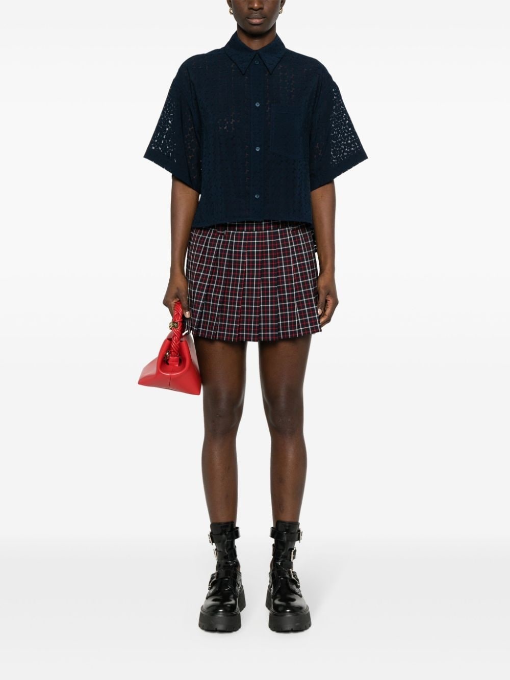 Boke Devore cropped shirt - 2