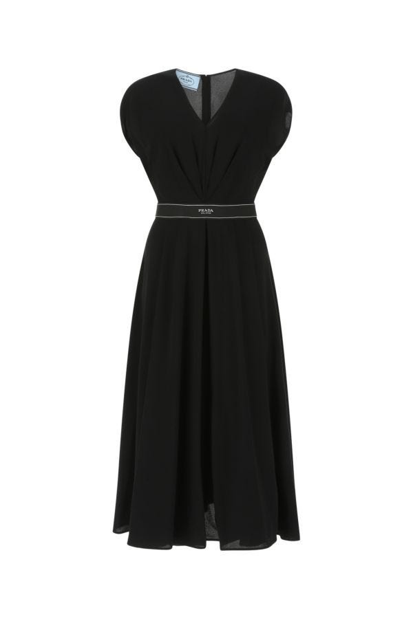 Prada Woman Black Stretch Crepe Dress - 1