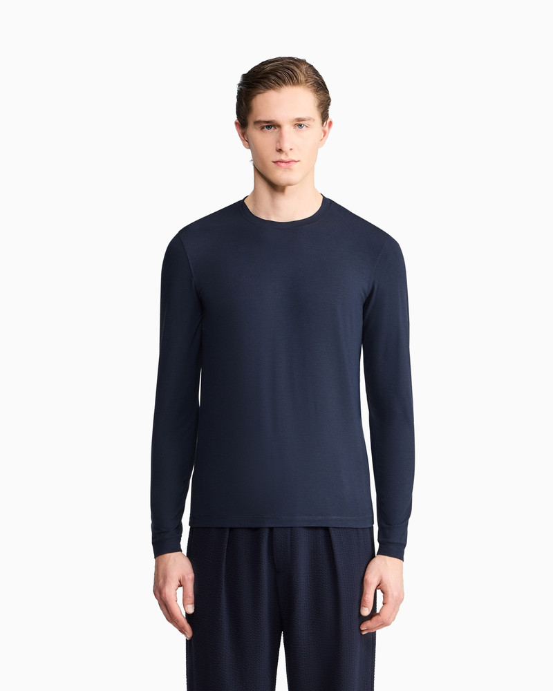 GIORGIO ARMANI Stretch viscose jersey jumper with crew neck and long sleeves outlook