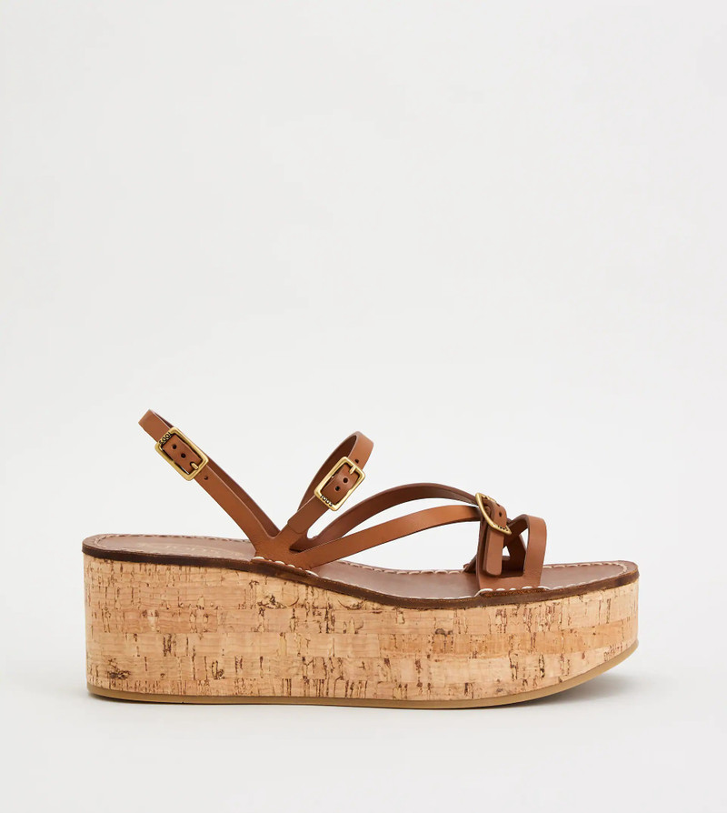 WEDGE SANDALS IN LEATHER - BROWN - 1