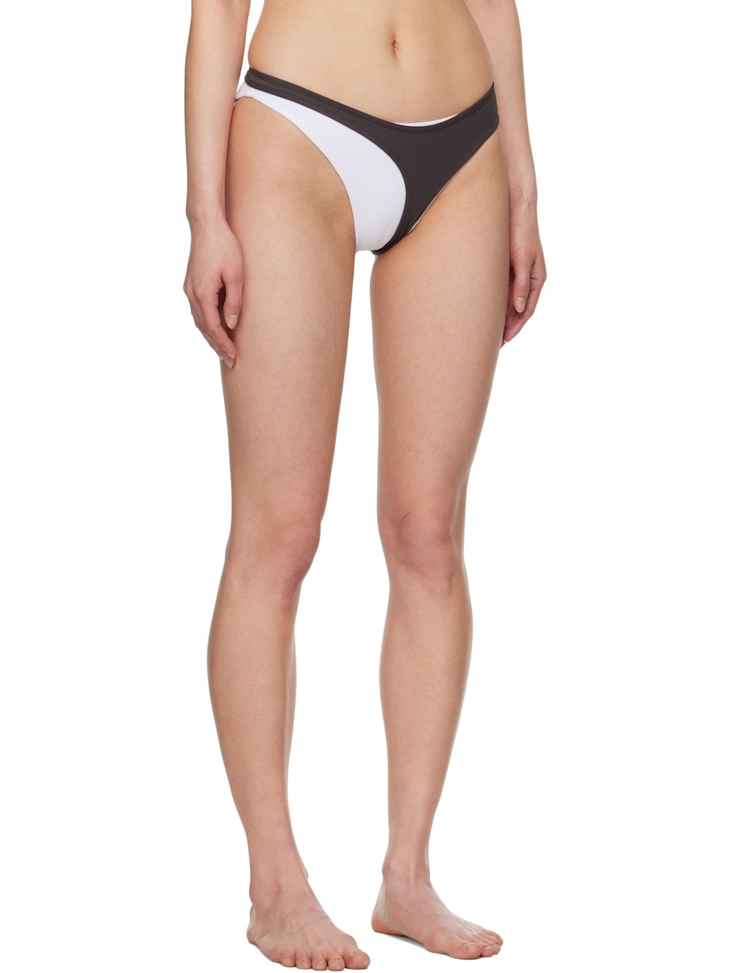 White & Brown Layered Bikini Bottom - 2