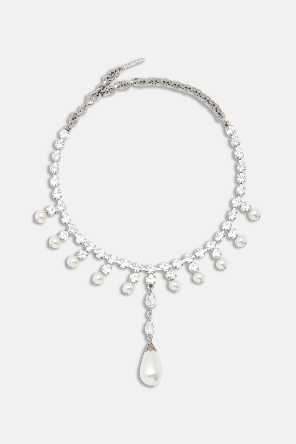 CRYSTAL CHOKER WITH PENDANT AND PEARLS - 1