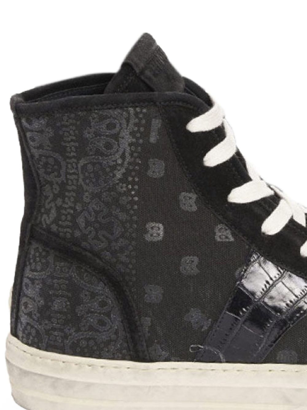 paisley-print crocodile-trimmed sneakers - 2