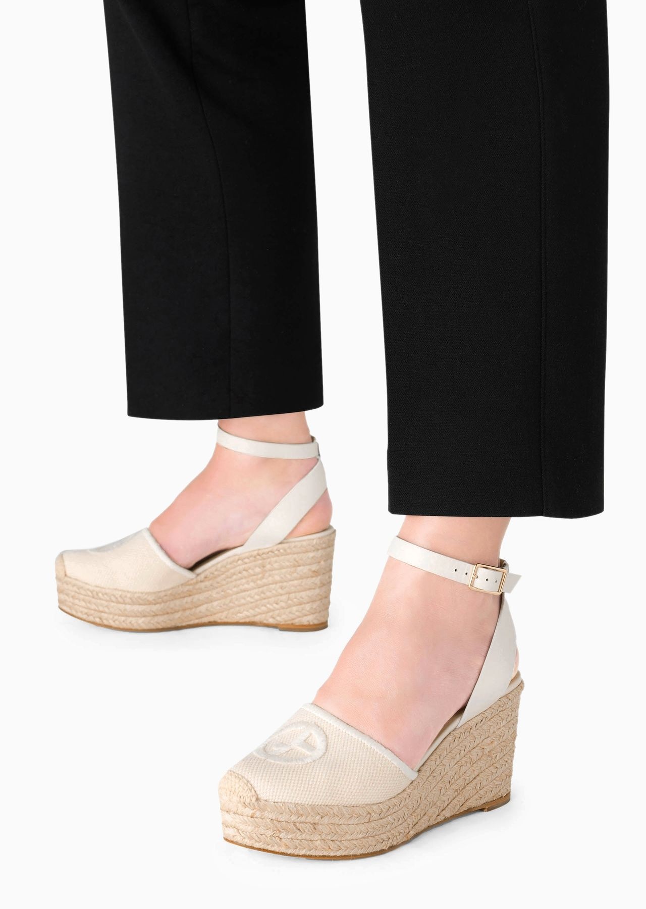 Cotton espadrilles with wedges and embroidered logo - 7