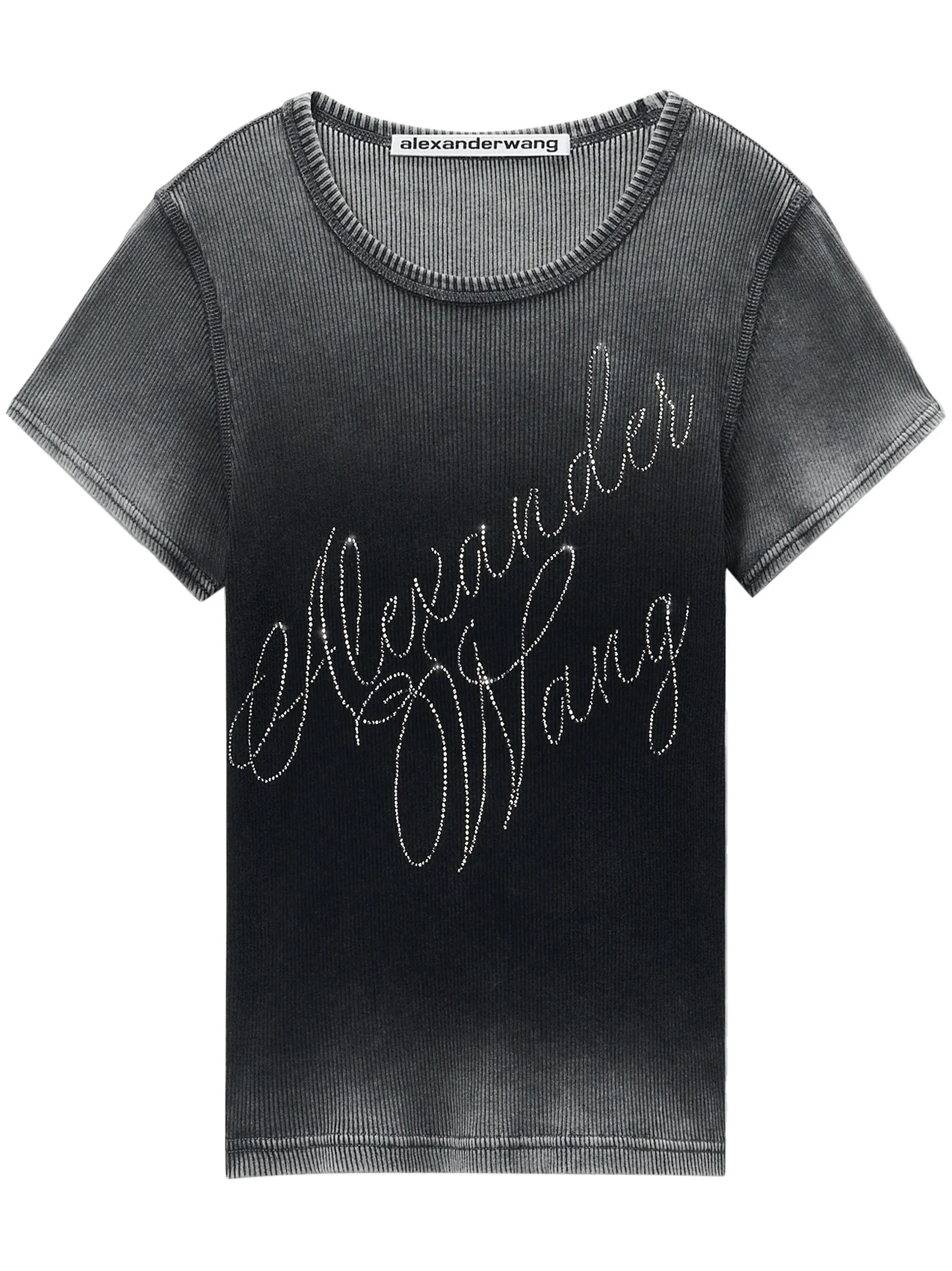 ALEXANDER WANG Women Fitted Tee With Hotfix Cursive Logo - 5