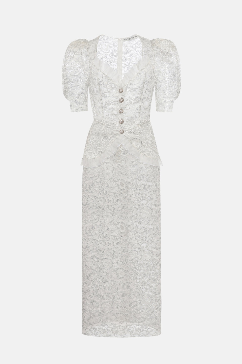 LUREX LACE EVENING DRESS WITH RUFFLE DETAILS - 1