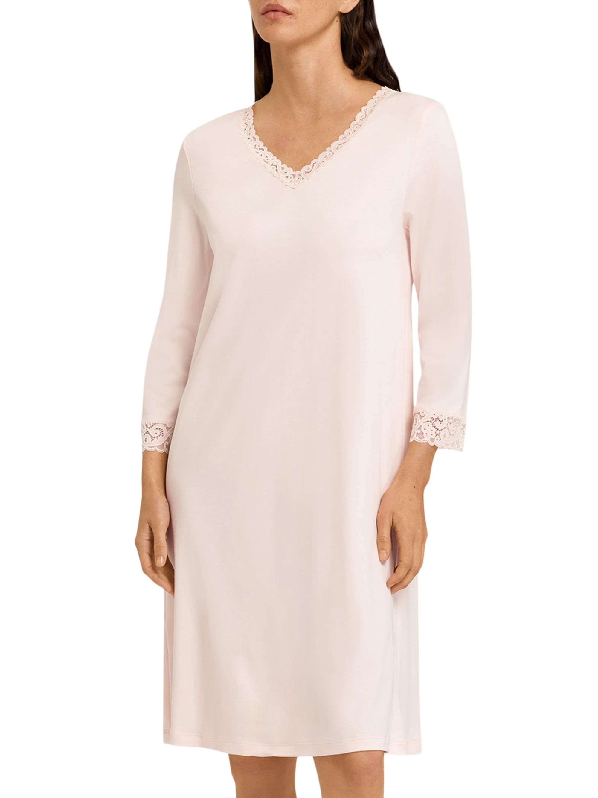 Women's Moments Cotton Lace-Trim Nightgown - Crystal Pink - 1