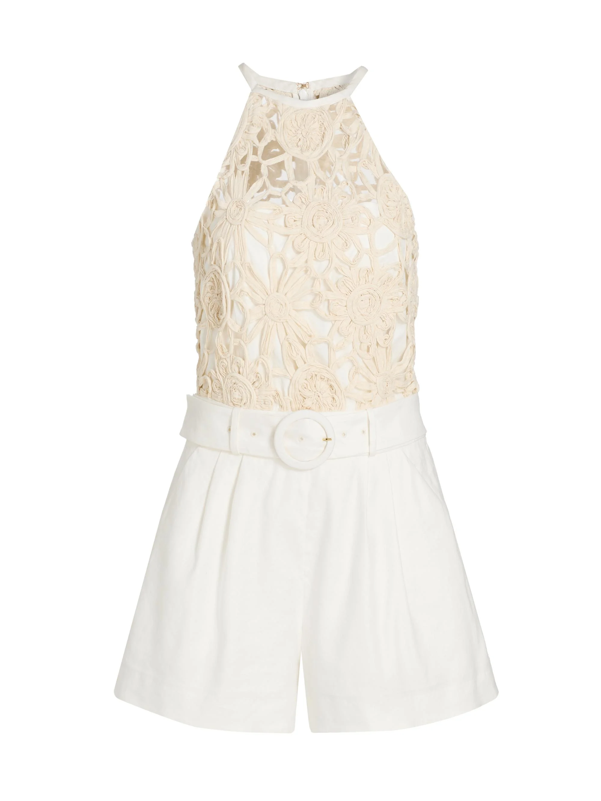 Women's Aubree Textured Romper - Ivory - 1