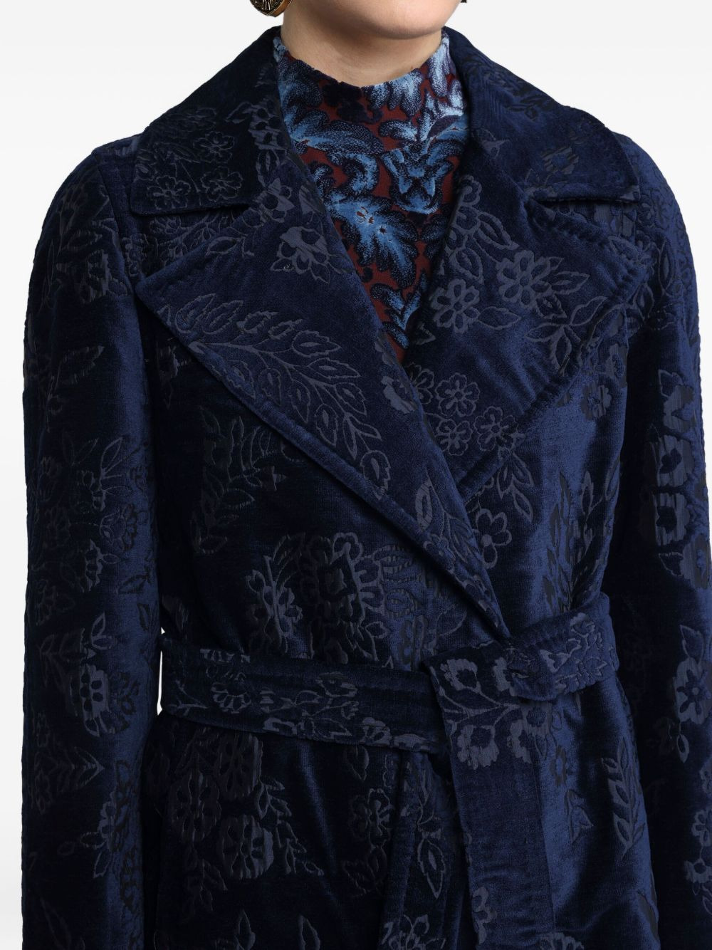 chenille Jacquard floral coat - 4