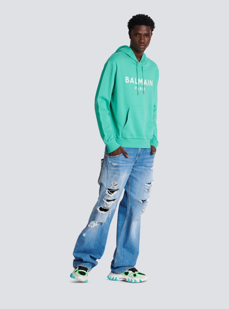 Cotton printed Balmain logo hoodie 3