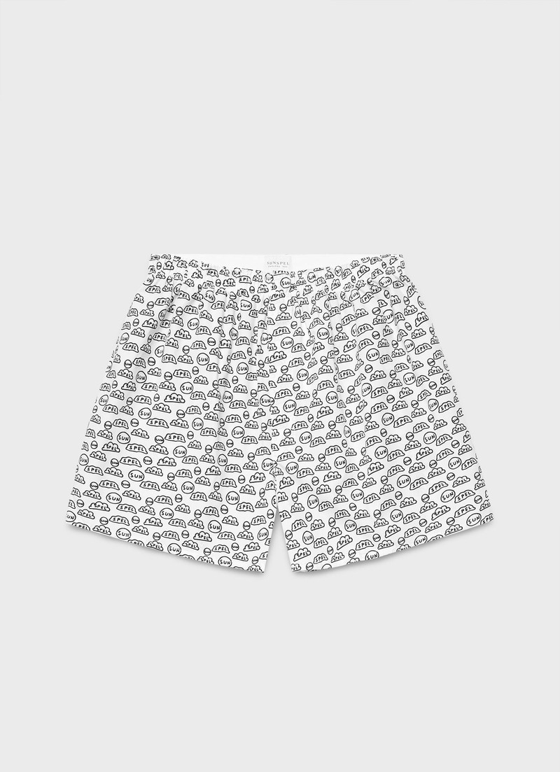 David Shrigley Boxer Shorts in Whites Ds Line Sun & Cloud 1
