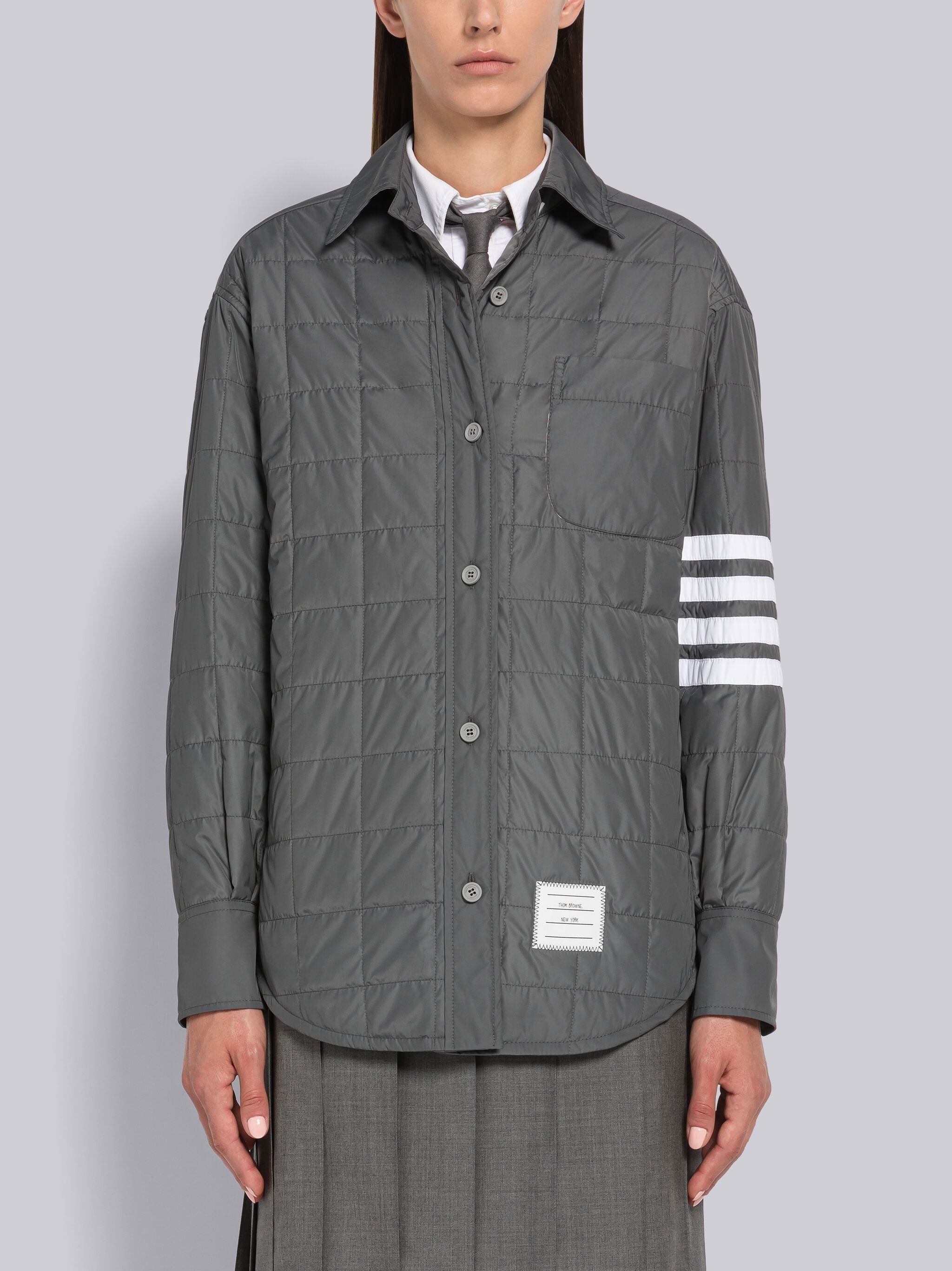 Poly Twill Quilted Tech Down 4-Bar Shirt Jacket - 1