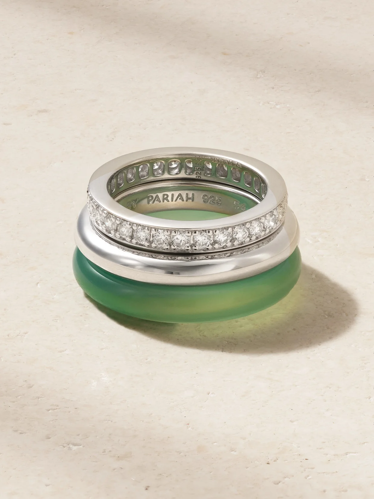 Kalahari Set Of Three Sterling Silver, Chalcedony And Diamond Rings - 1