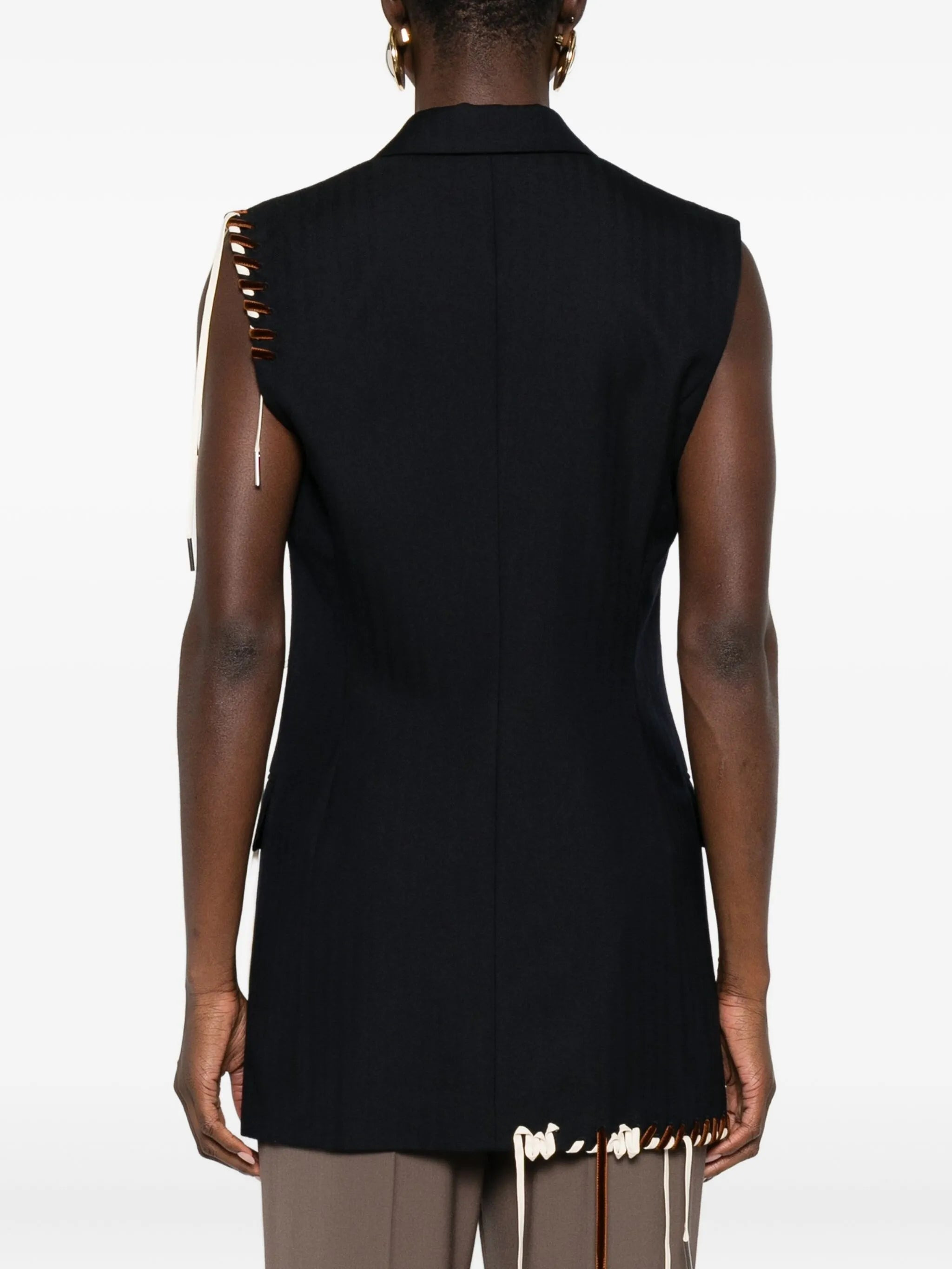 Dries Van Noten Lace-up Sleeveless Blazer - 2