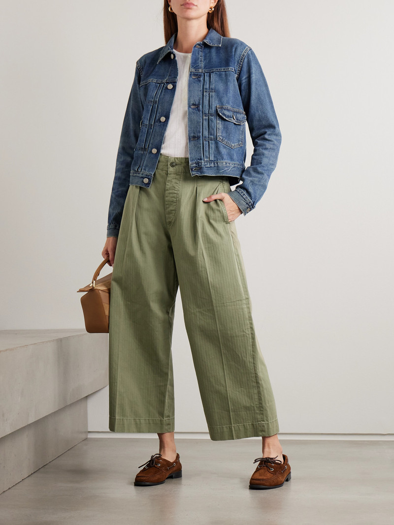 RRL by Ralph Lauren Kyle Pleated Herringone Cotton Wide-leg Pants outlook