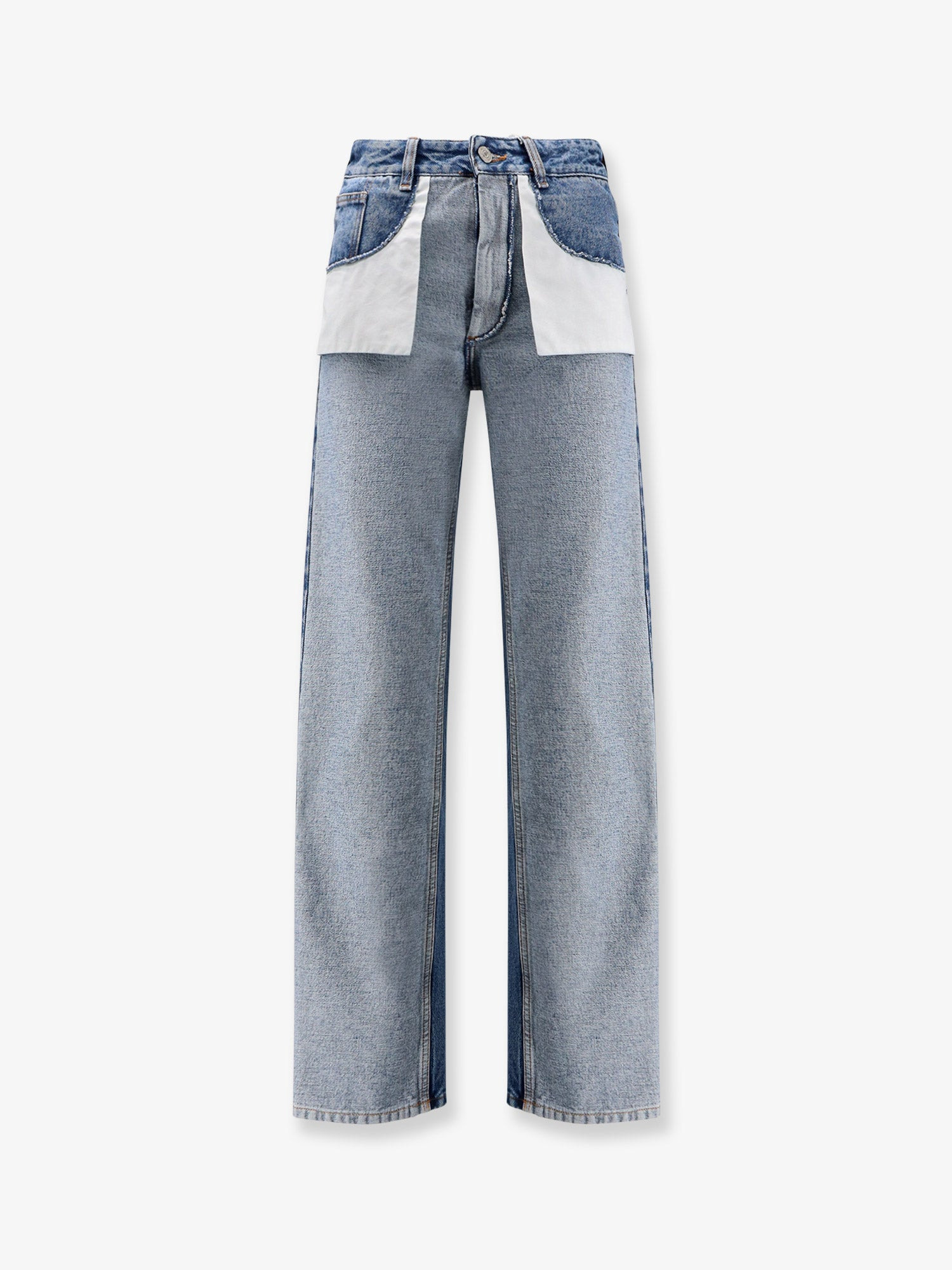 Straight Leg Jeans With Reverse Pockets - 1