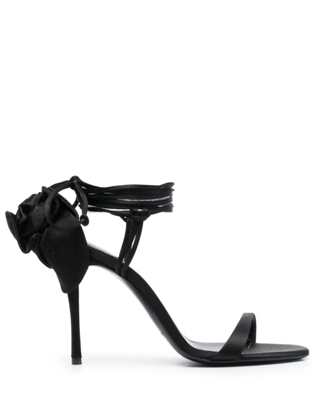 110mm flower satin sandals - 5