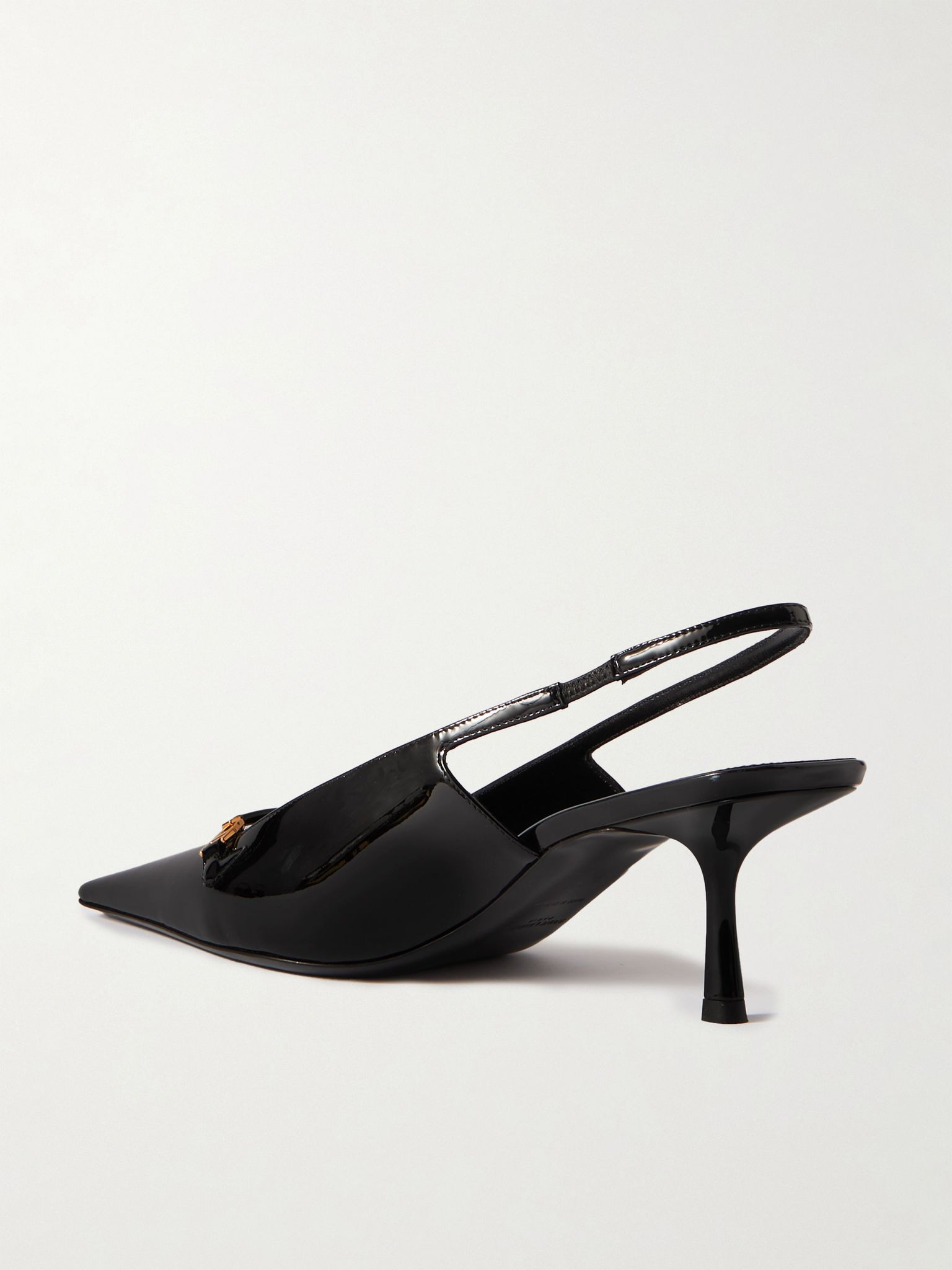 Carine embellished patent-leather slingback pumps Black - 3
