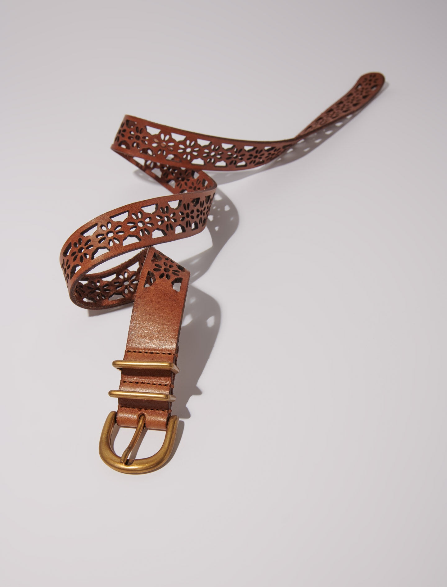 Leather belt with flower detail - 2