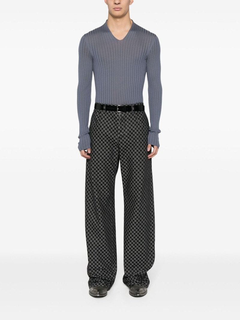 Balmain monogram-pattern long-length wide-leg jeans outlook
