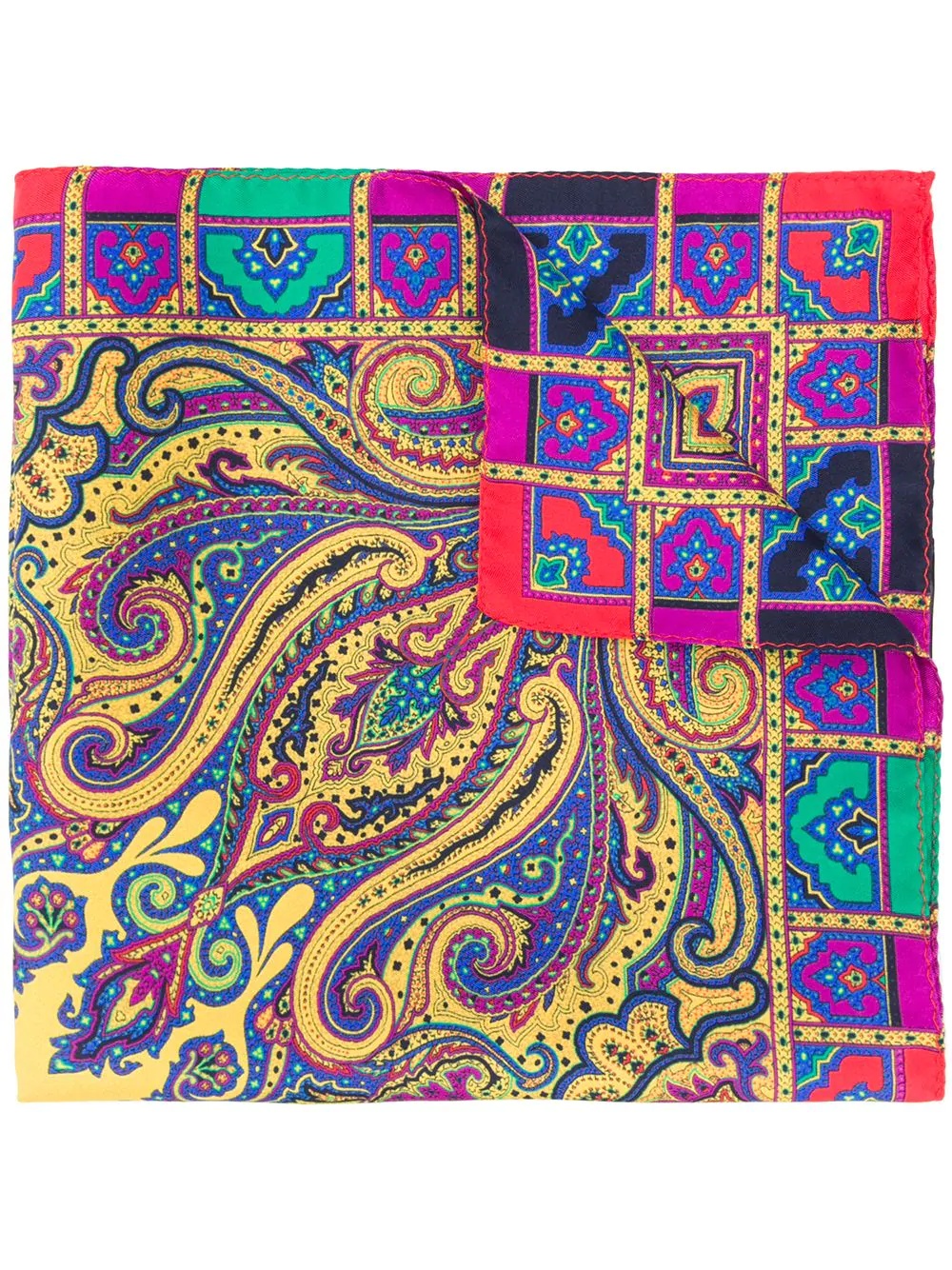 paisley print silk pocket square - 1