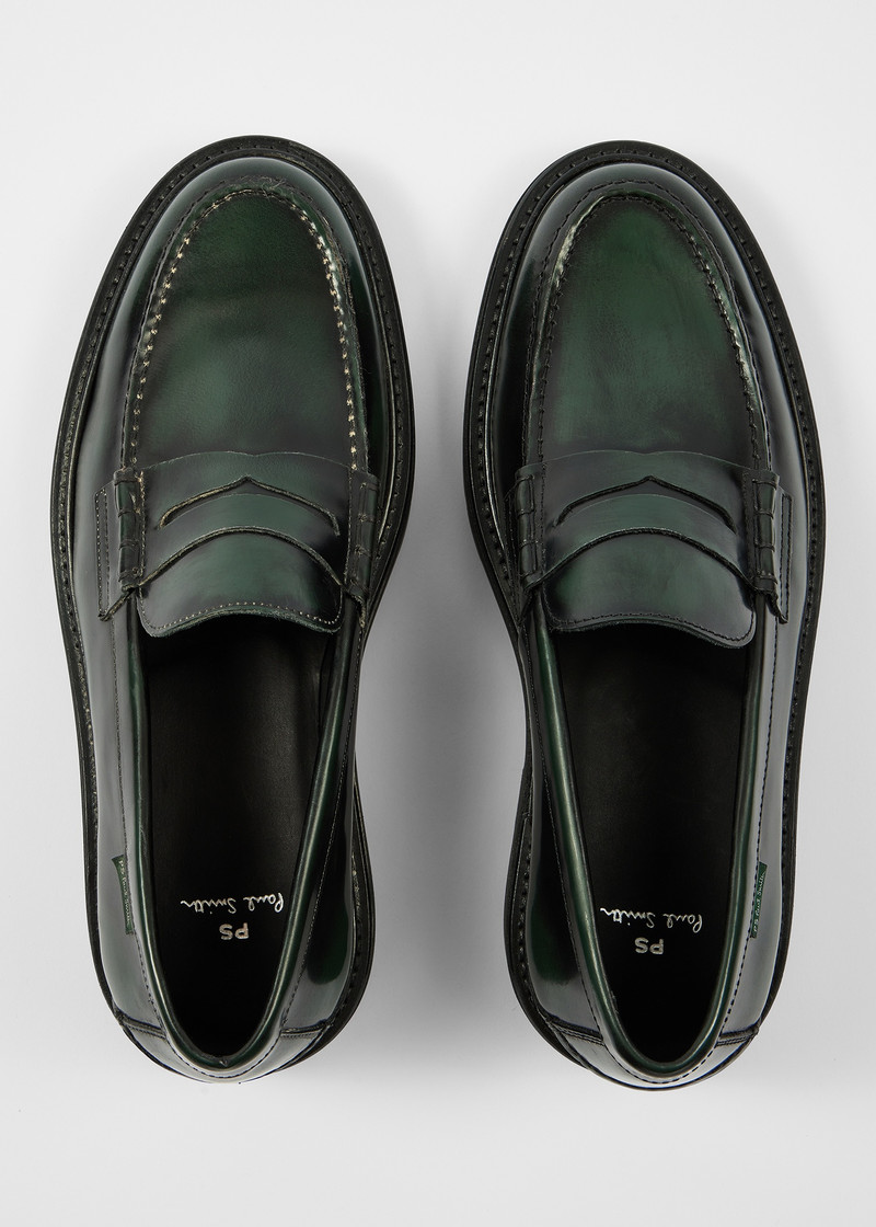Dark Green Leather 'Bolzano Loafers 3