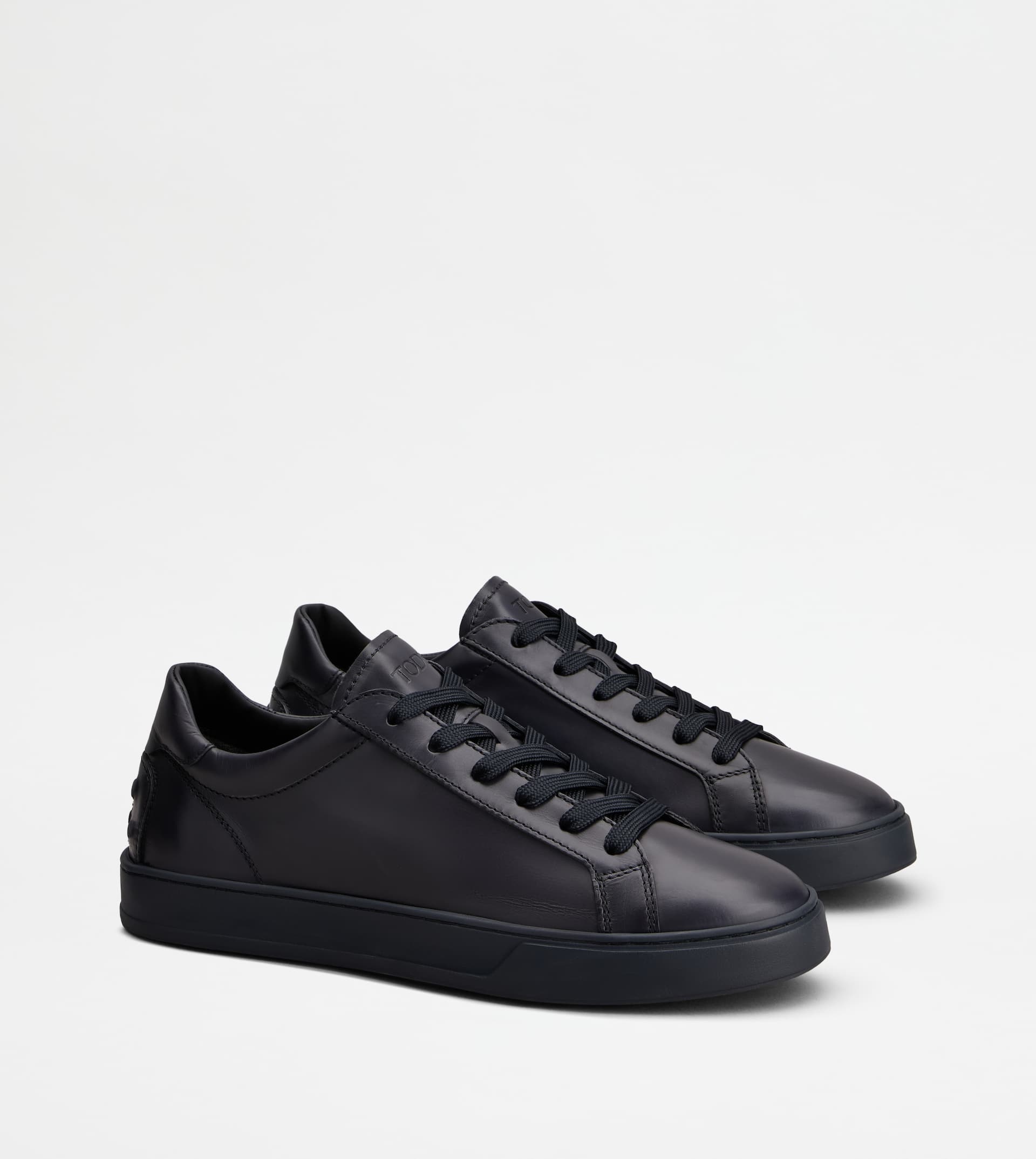 SNEAKERS IN LEATHER - BLUE - 2