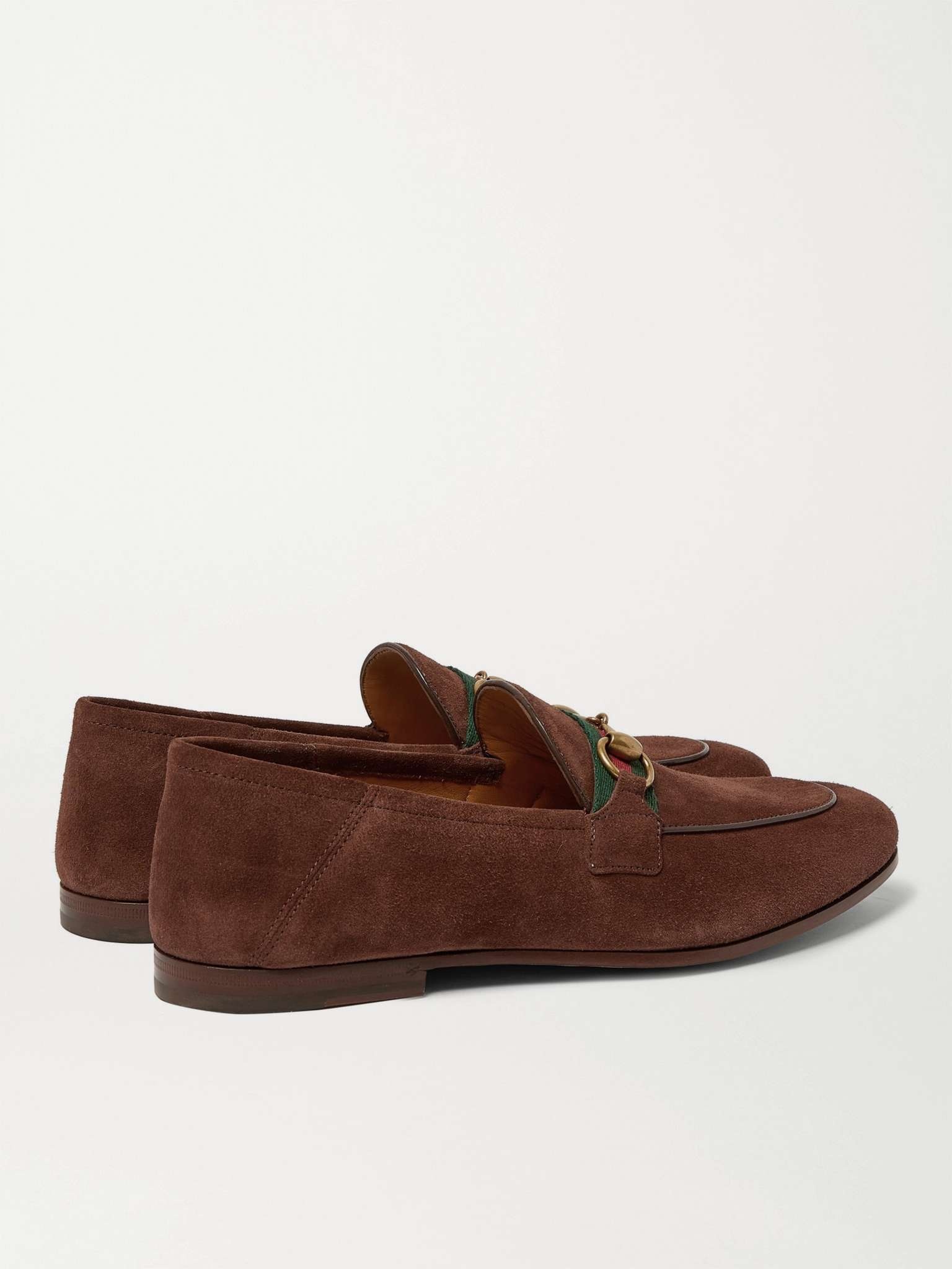 Brixton Horsebit Webbing-Trimmed Collapsible-Heel Suede Loafers - 5