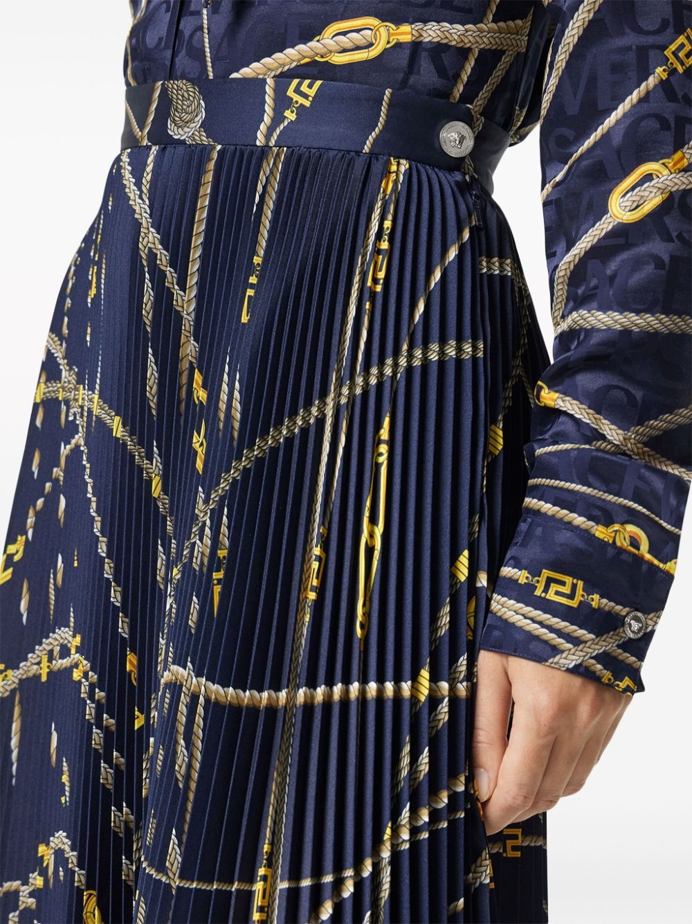 Greca Nautical-print pleated skirt - 3