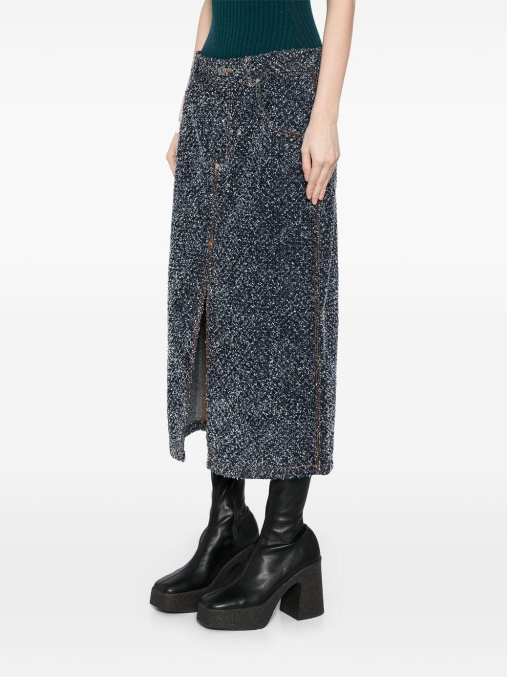 boucle denim skirt - 3