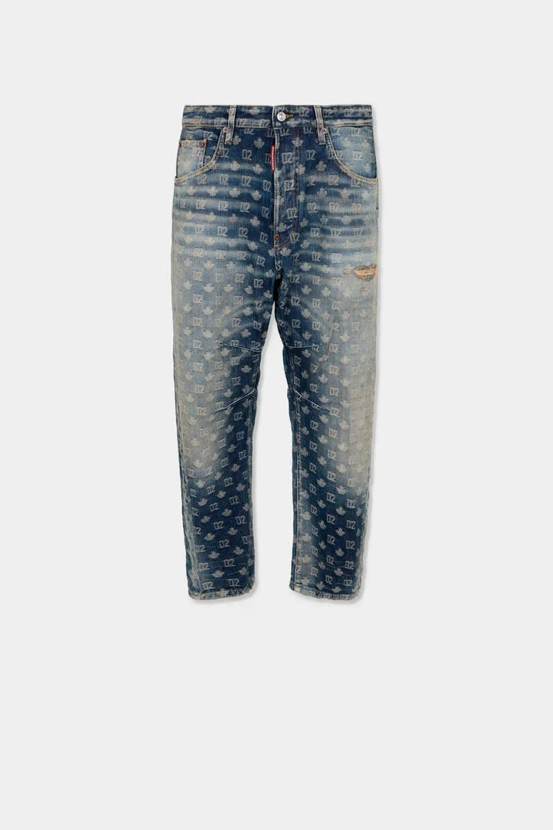 D2 MONOGRAM DIRTY WASH KAWAII JEANS - 1