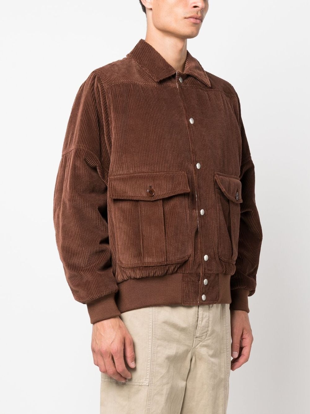 logo-patch corduroy jacket - 4