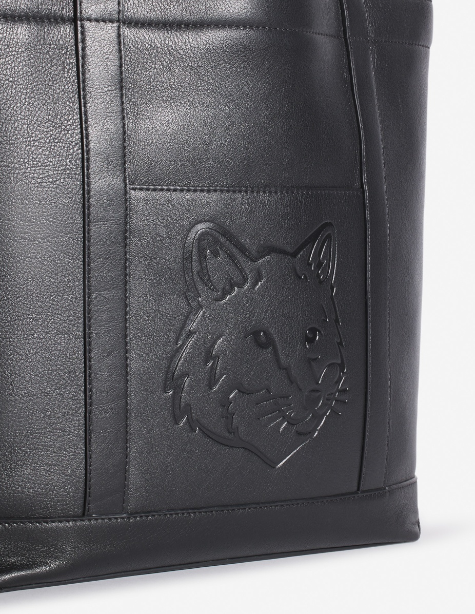 FOX HEAD LEATHER MEDIUM TOTE - 4
