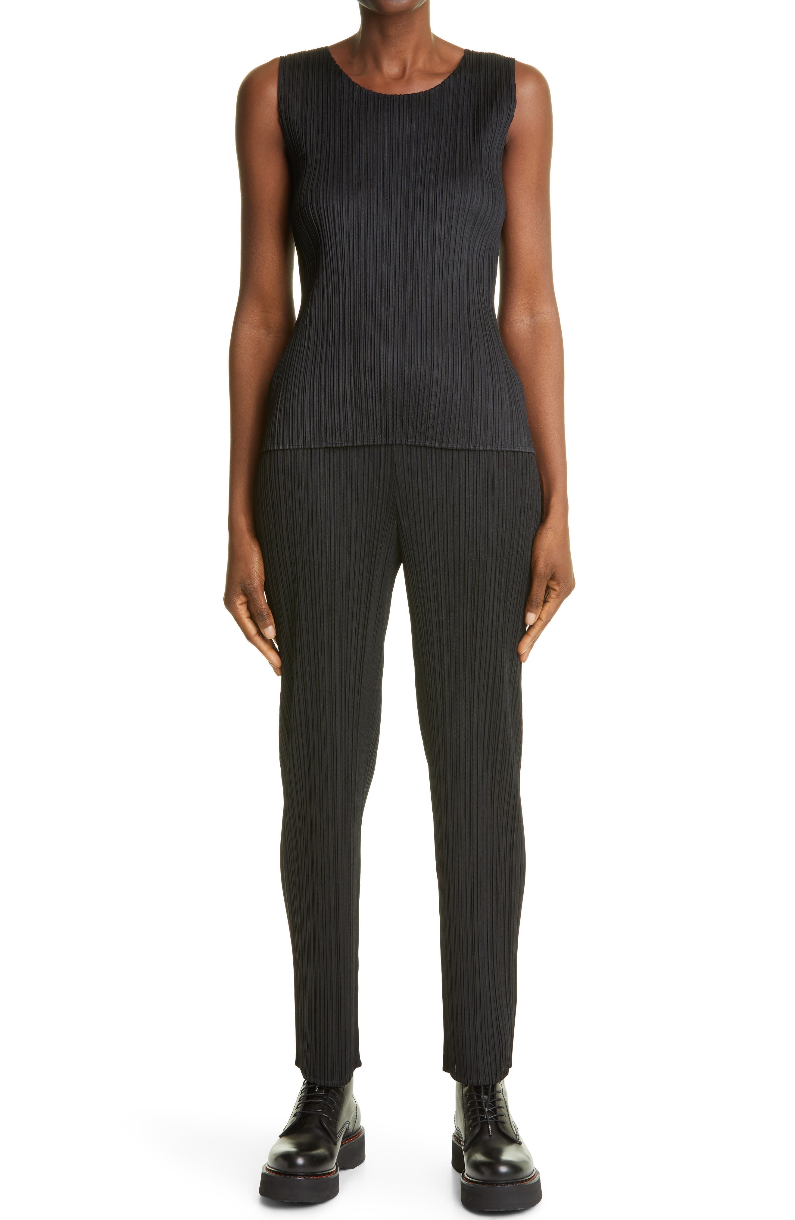 Pleats Please Issey Miyake Basics Pleated Sleeveless Top in Black at Nordstrom - 7