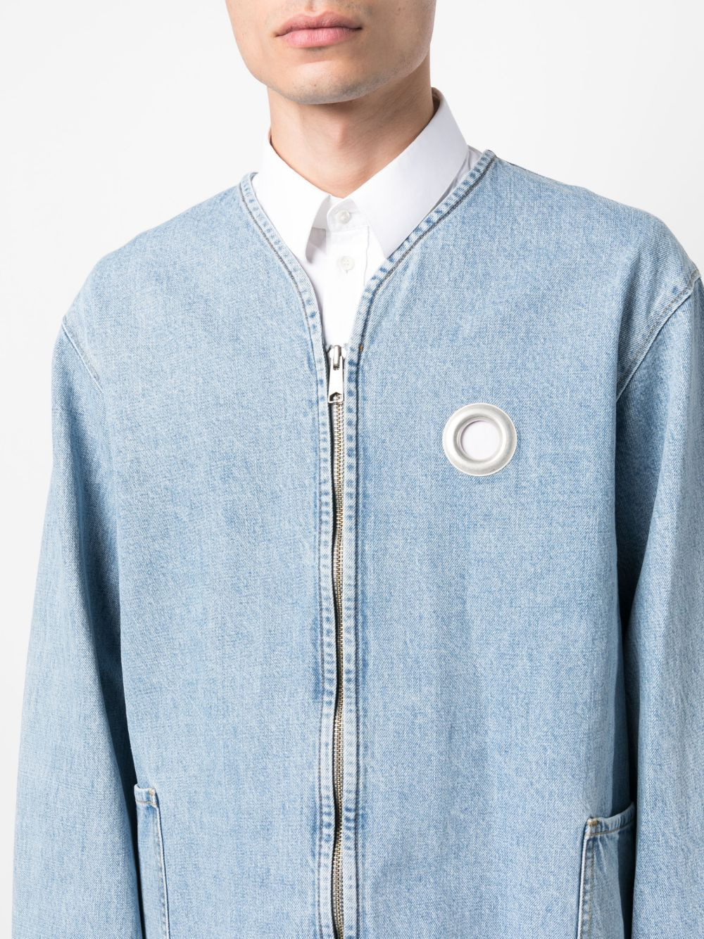 zip-up denim jacket - 5