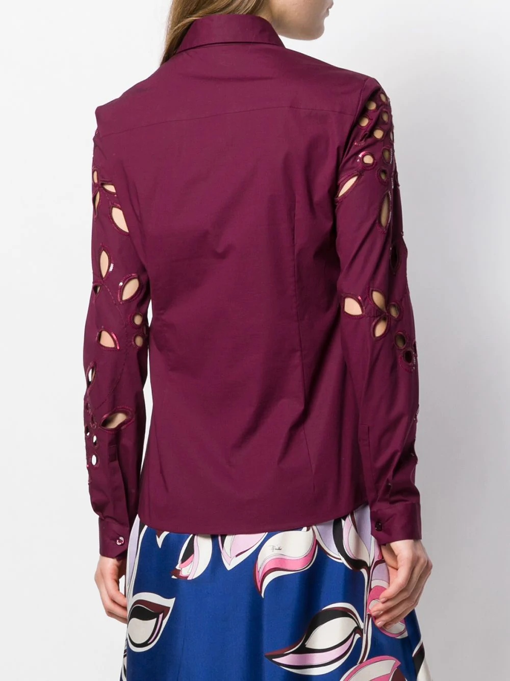 sequin trimmed cut-out blouse - 4