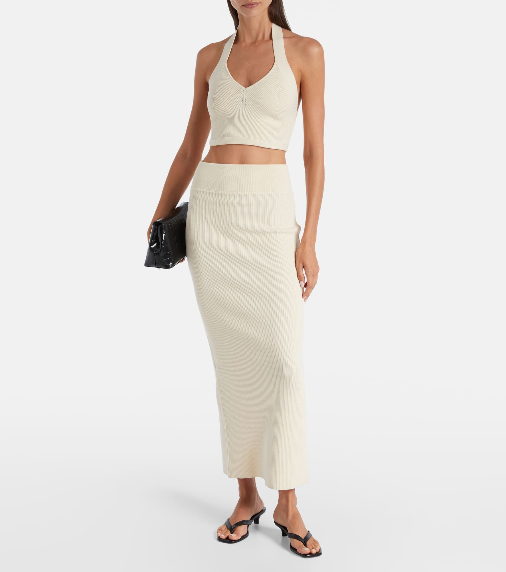 Knitted cotton column skirt - 2