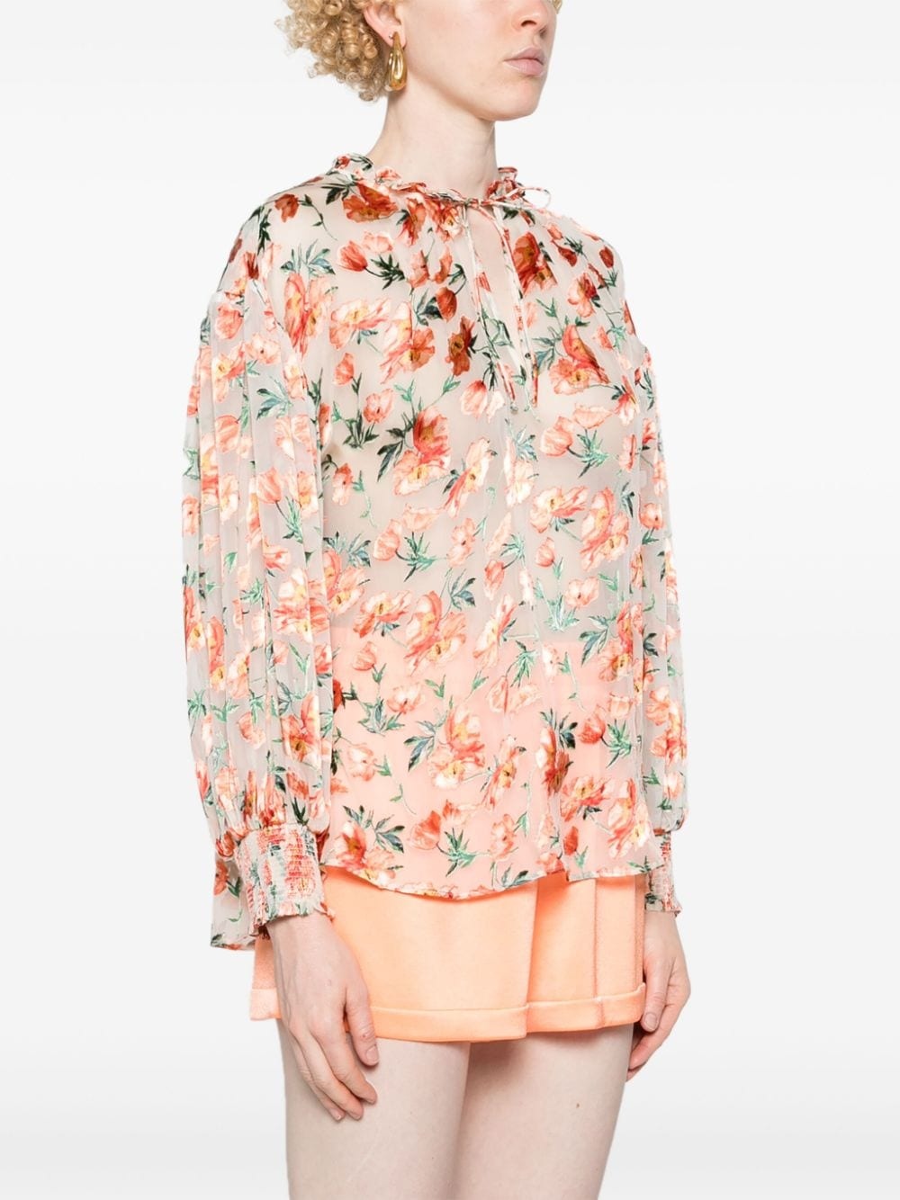 Julius floral-jacquard organza blouse - 3